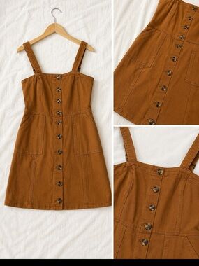 Altar'd State Rust Brown Button-Front Midi Dress